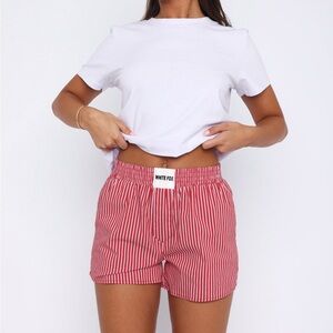 White Fox wasting my time shorts red stripe